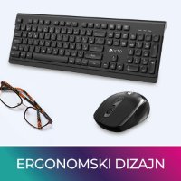 Tipkovnica + miška OCTIO KM200W, črni, bežični