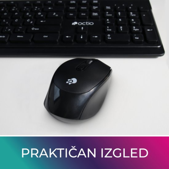 Tipkovnica + miška OCTIO KM200W, črni, bežični