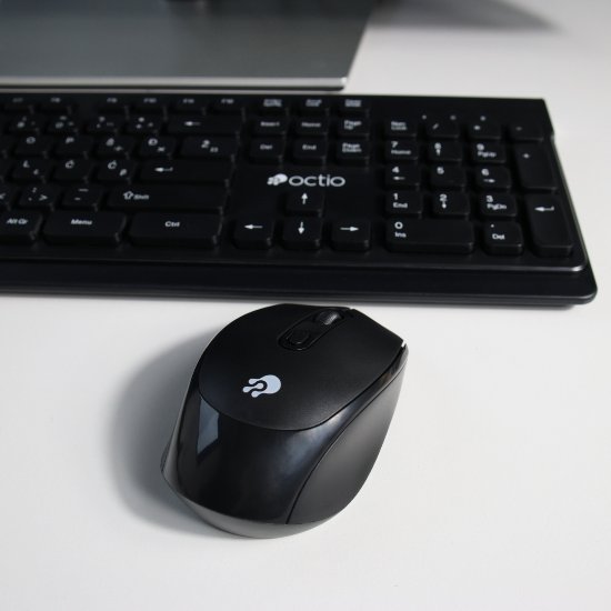 Tipkovnica + miška OCTIO KM200W, črni, bežični