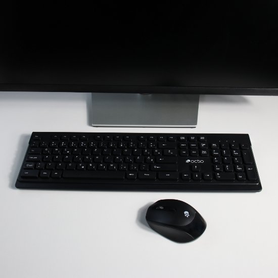 Tipkovnica + miška OCTIO KM200W, črni, bežični