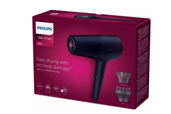 Sušilnik za lase PHILIPS BHD510/00, 2300 W, tehnologija ThermoShield, moder