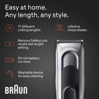 Prirezovalnik/škarje BRAUN HC7390, 2 nastavka, črn