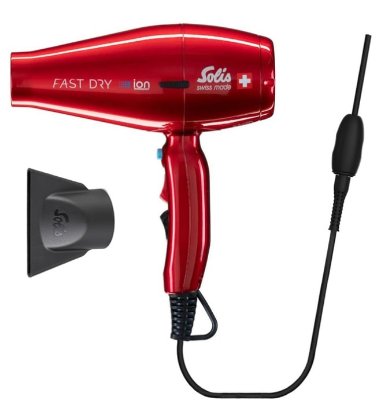 Sušilnik za lase SOLIS SOL 96817, profesionalni, hitro sušenje, 2200W, AC motor, rdeč