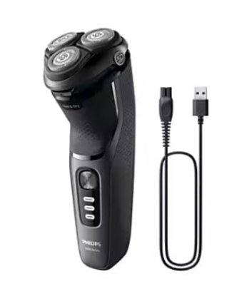 Brivnik PHILIPS S3343/13, brezžična uporaba, za mokro in suho britje, črn