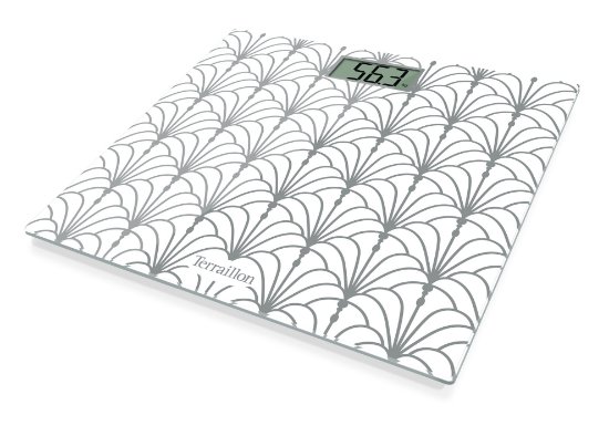 Osebna tehtnica TERRAILLON ART15193, digitalna, 150 kg, steklo, Art Deco Silver Design