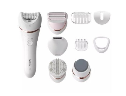 Epilator PHILIPS BRE740/10, za mokro in suho uporabo, + 9 nastavkov