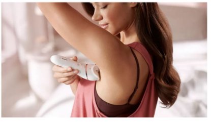 Epilator PHILIPS BRE740/90, brezžičen, 12 nastavkov, bel