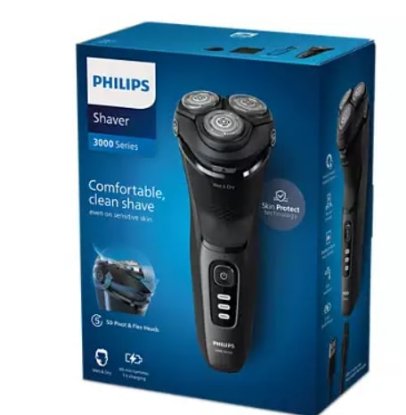 Brivnik PHILIPS S3244/12, brezžična uporaba, za mokro in suho britje, črn