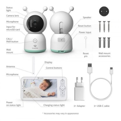 Otroški monitor TRUELIFE NannyCam R7 Dual Smart, zaslon 5", 2K, avdio in video, do 300m