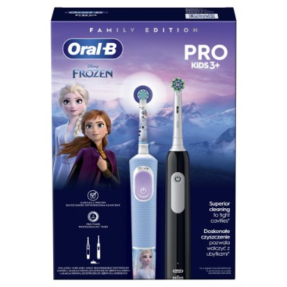Električna zobna ščetka ORAL-B Family Edition Pro Series 1 Black + Pro Kids 3, Frozen, črna