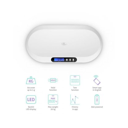Pametna tehtnica TRUELIFE BabyScale B5 BT, za dojenčke, do 20kg, bela