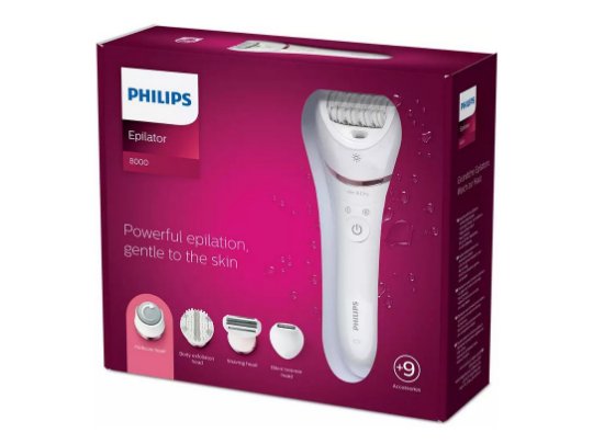 Epilator PHILIPS BRE740/10, za mokro in suho uporabo, + 9 nastavkov