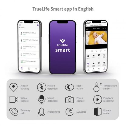 Otroški monitor TRUELIFE NannyCam R7 Dual Smart, zaslon 5", 2K, avdio in video, do 300m
