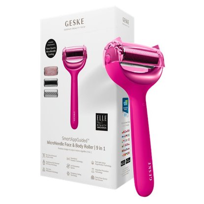 Naprava za nego obraza in telesa GESKE MicroNeedle Face & Body Roller, 9v1, magenta