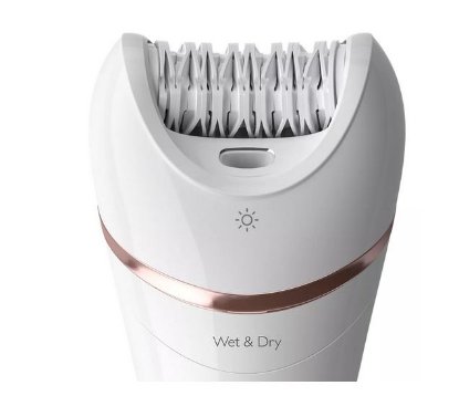 Epilator PHILIPS BRE740/90, brezžičen, 12 nastavkov, bel