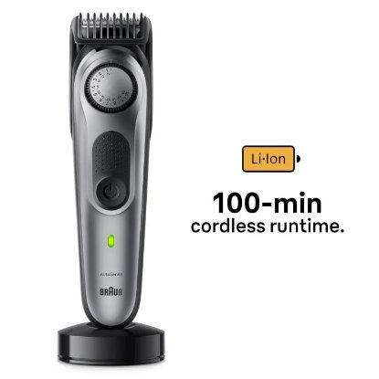 Prirezovalnik/škarje BRAUN BT7420 +8 nastavkov, lase, brada, siv