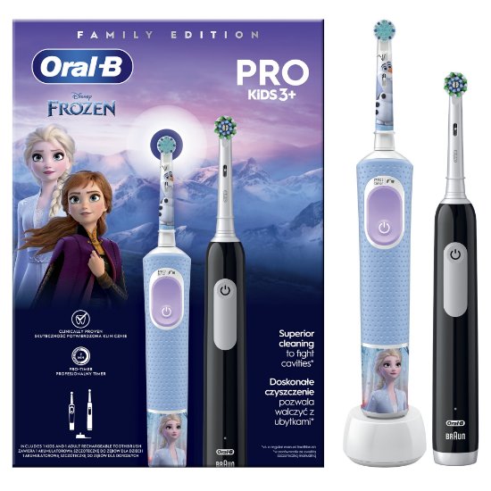 Električna zobna ščetka ORAL-B Family Edition Pro Series 1 Black + Pro Kids 3, Frozen, črna