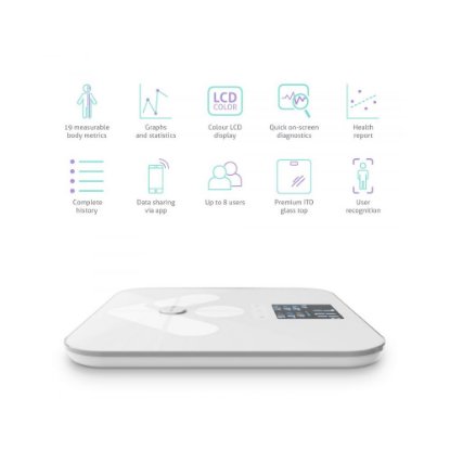 Pametna tehtnica TRUELIFE FitScale W7 BT, do 180kg, bela