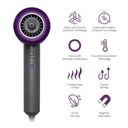 Sušilnik za lase TRUELIFE D3, 1800W, Hair Dryer, črn