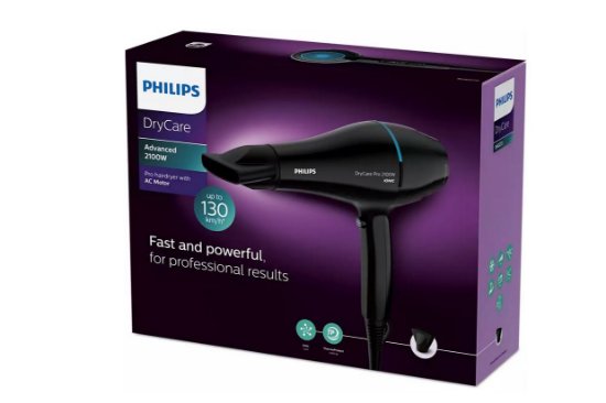 Sušilnik za lase PHILIPS BHD272/00, profesionalni, 2100 W, črn