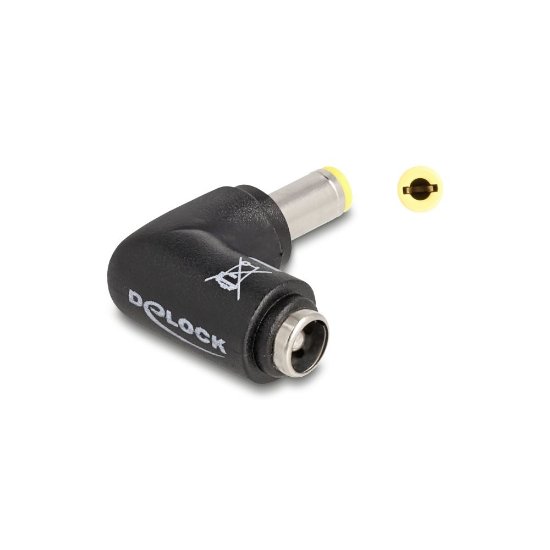 Adapter DELOCK 5,5 x 2,5mm(M) na 5,5 x 2,5mm (Ž), kotni, za polnjenje laptopa