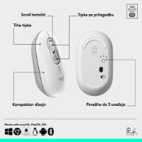 Miška LOGITECH POP, optična, brezžična, USB, BT, 1000dpi, bela