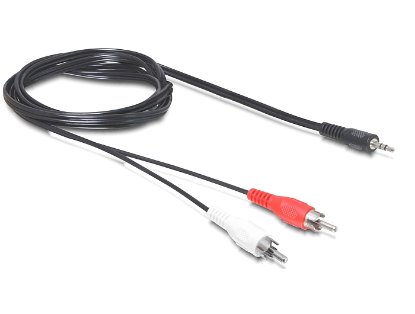 Kabel DELOCK audio stereo, 2xRCA (M) na 3.5mm (M), črni, 10m