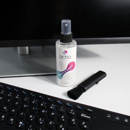Čistilno sredstvo OCTIO S03, za zaslone, krpica, ščetka, sprej, 150 ml