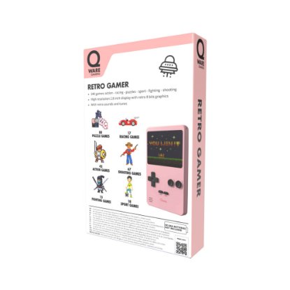 Igralna konzola QWARE Retro Gamer, 2,8" ekran, 240 igara, roza