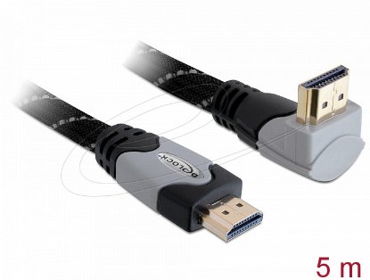 Kabel DELOCK HighSpeed, HDMI-A (M) na HDMI-A (M), kotni, 5m, črn