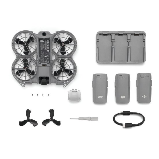 Dron DJI Neo 2 Fly More Combo, 4K kamera, 2-osni gimbal, do 19 min leta, siv, komplet
