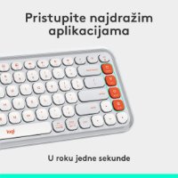 Tipkovnica LOGITECH POP Icon Keys, brezžična, US Layout, BT, belo-oranžna