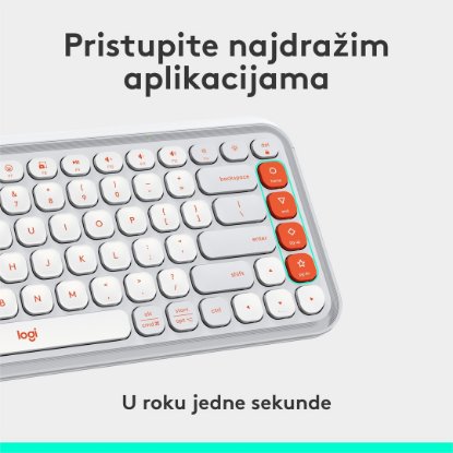 Tipkovnica LOGITECH POP Icon Keys, brezžična, US Layout, BT, belo-oranžna