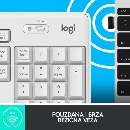 Tipkovnica + miška LOGITECH MK295 Silent Wireless Combo, brezžična, bela, USB
