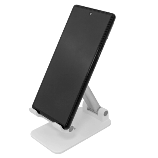 Stojalo za pametni telefon SBOX PS-09, namizni, sklopivi, beli