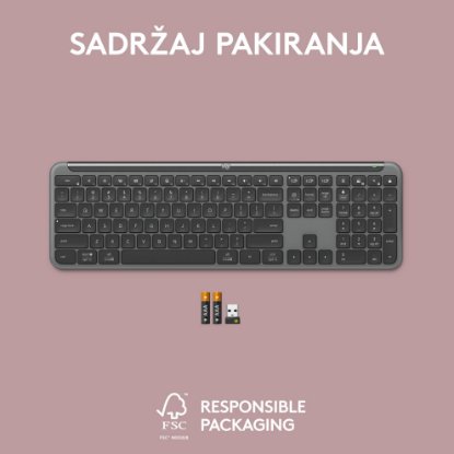 Tipkovnica LOGITECH K950 Signature Slim, brezžična, Bolt Receiver USB, črna