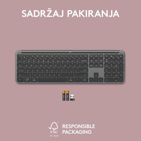 Tipkovnica LOGITECH K950 Signature Slim, brezžična, Bolt Receiver USB, črna