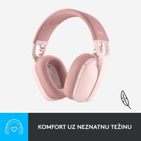slušalke LOGITECH Zone Vibe 100, brezžične, BT, roze