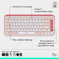 Tipkovnica LOGITECH POP Icon Keys, brezžična, US Layout, BT, rozo-bela