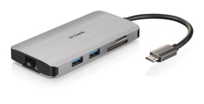Priklopna postaja D-LINK DUB-M810, USB-C na 3x USB 3.0, 1x USB-C, HDMI, LAN, SD bralnik kartic, za  prenosni računalnik