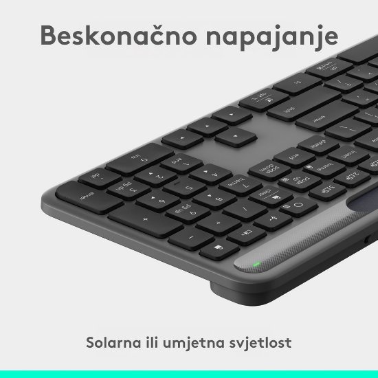 Tipkovnica LOGITECH Signature Slim Solar+, brezžična, bluetooth, črna