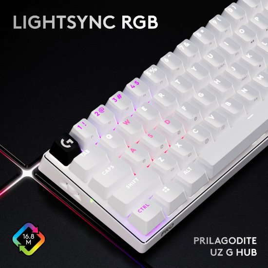 Tipkovnica LOGITECH Pro X 60 LIGHTSPEED, mehanička, brezžična RGB bela