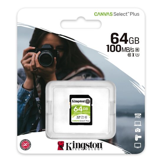 Pomnilniška kartica KINGSTON Canvas Select Plus SDS2/64GB, SDXC 64GB, Class 10 UHS-I