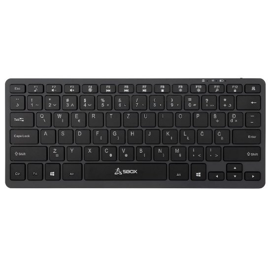 Tipkovnica SBOX BT-05, brezžična, BT, membranska, HR znaki, črna