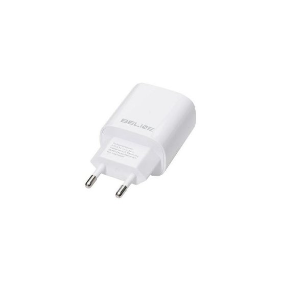 Polnilec BELINE BLN2CW30 GaN, 30W, PD3.0/QC3.0, USB-C + USB-A, beli