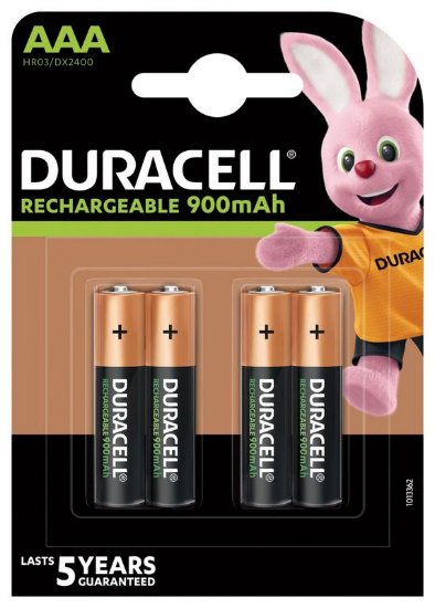 Baterije DURACELL AAA/HR03 900mAh, polnilne, 4 kosi