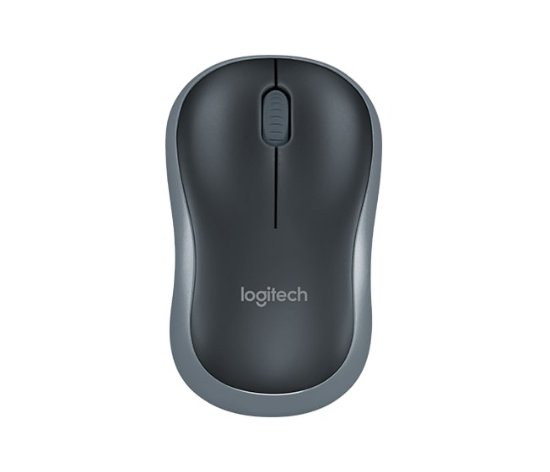 Miška LOGITECH M185, optična, brezžična, 1000dpi, crno-siva