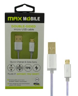 Kabel MAXMOBILE micro USB DOUBLE SIDED, 2m, srebrni