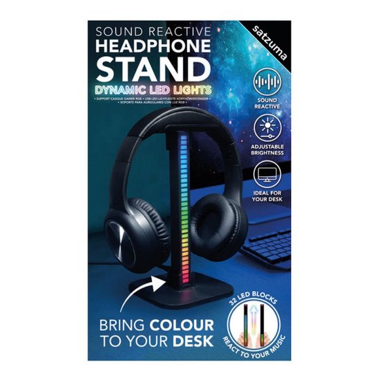 Stojalo za slušalke SATZUMA, RGB, črno