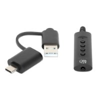 Adapter MANHATTAN, USB-C/USB-A (M) na Audio 3.5 (Ž), 1m, črni